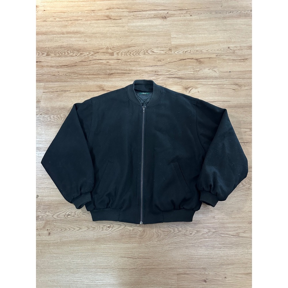 Giordano Men's Black Wool Blend Bomber Jacket Quilted Lined Oversized sz large